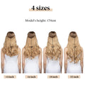 Invisible Wire Hair Extensions with 3 Clips Long Wavy Curly Synthetic Hairpiece for Women Adjustable Transparent Headband 18 Inch Chocolate