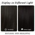 Long Natural Black Wig with Bangs Straight Wigs for Women,Heat Resistant Layered Synthetic Wigs for Daily Use