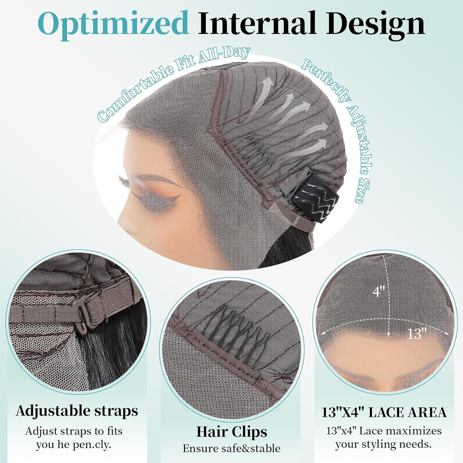 Synthetic Lace Front Wig 13x4 HD Lace Layered Hairstyle Pre Plucked Hairline Straight Long Black Glueless Wigs for Black Women 26 Inch Beginner Friendly
